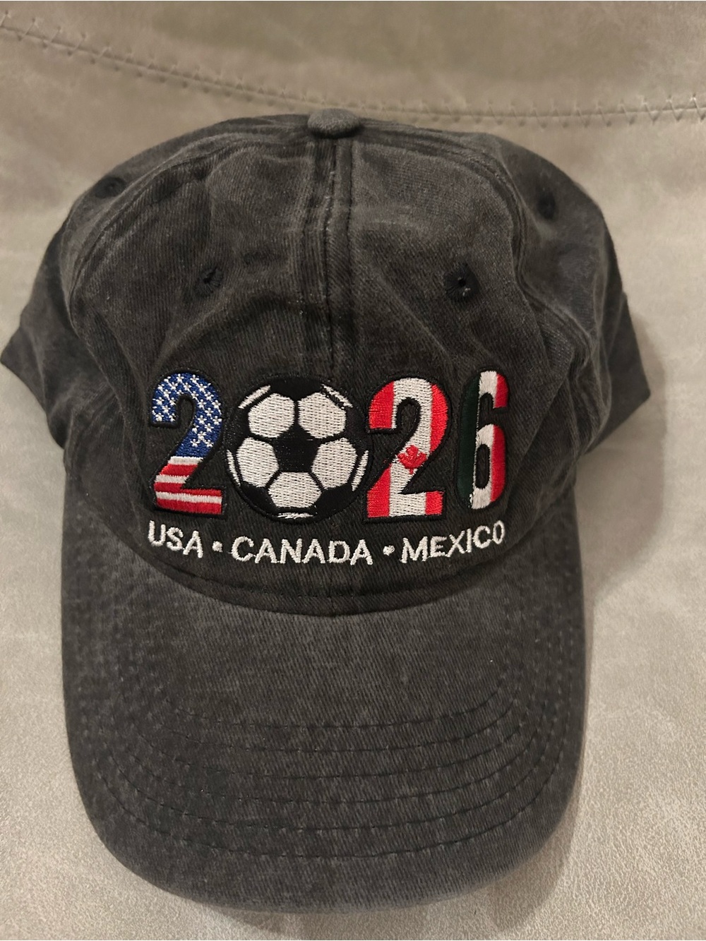 2026 Soccer Embroidered Black Baseball Cap - USA Canada Mexico